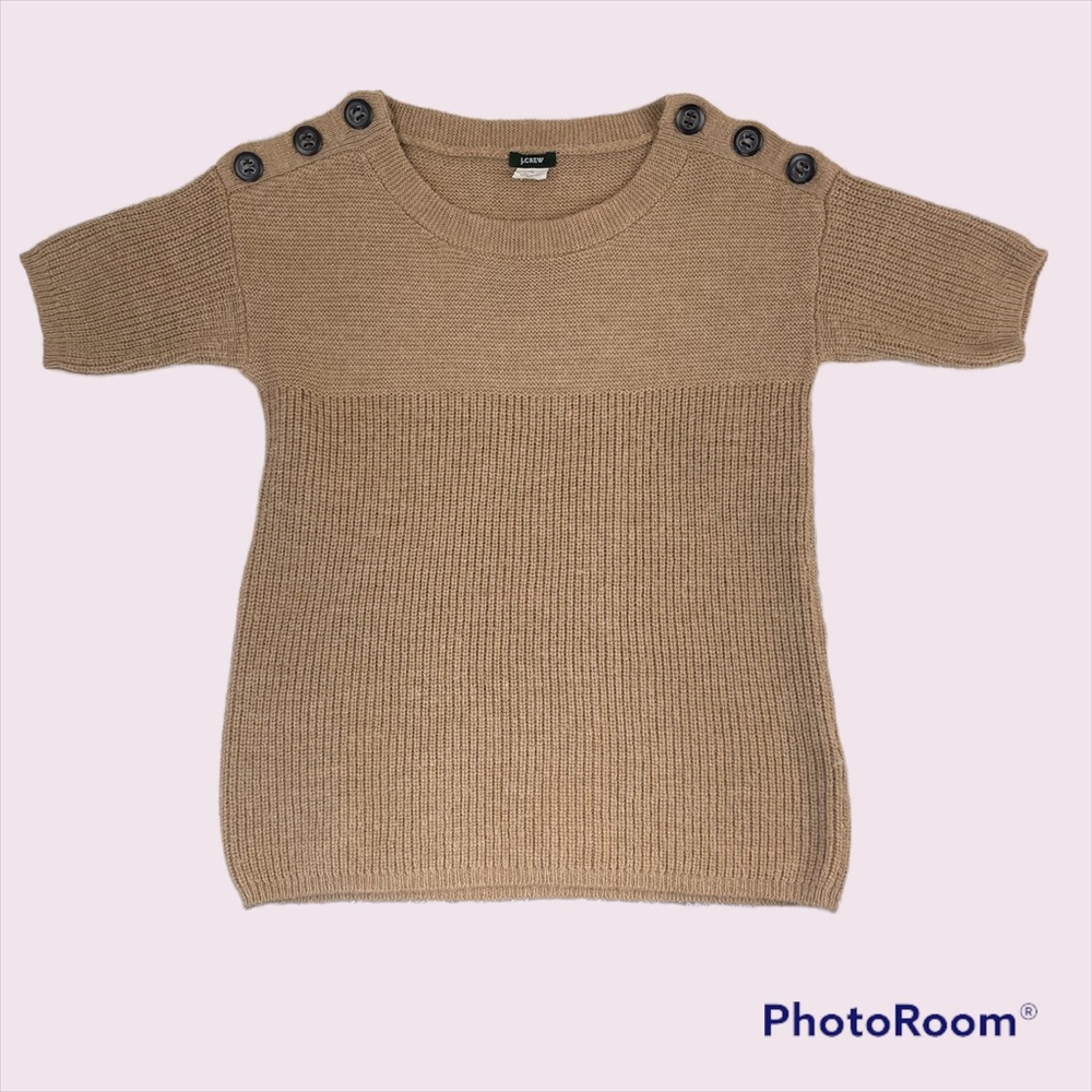 J. Crew Sweater Short Sleeve Tan Extra Small